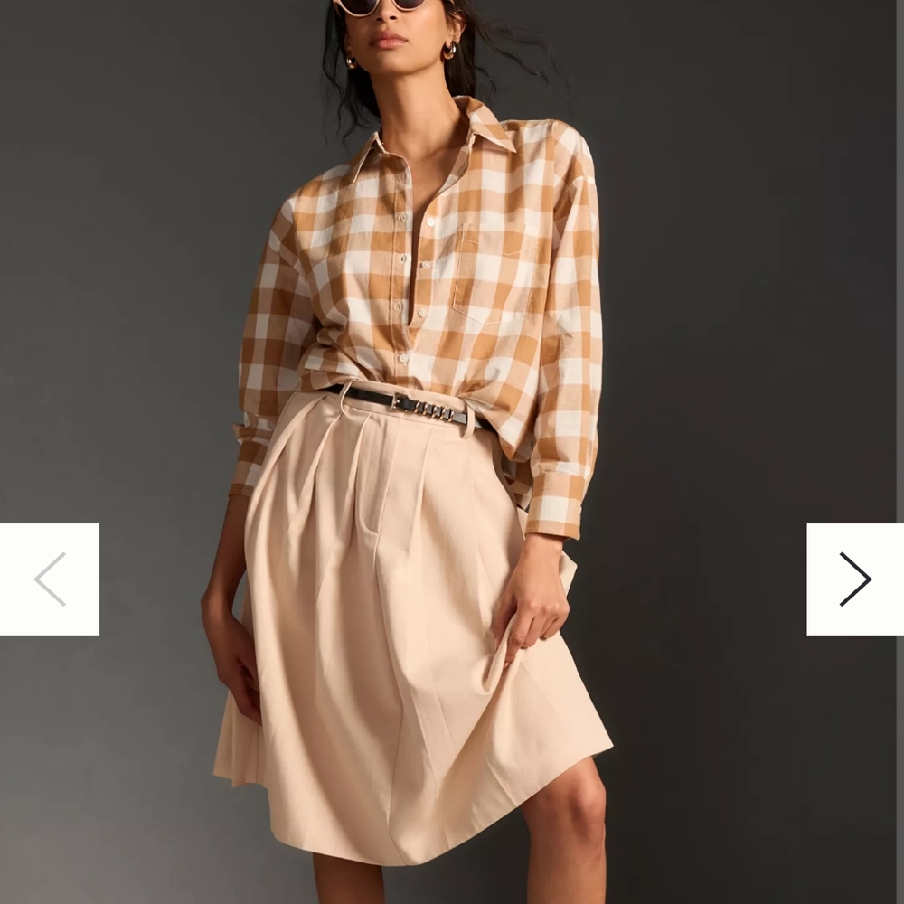 Maeve NWT tan checkered blouse